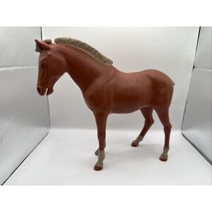 Vintage Louis Marx Brown Plastic Horse Toy Broken Tail READ Chestnut 1960s
